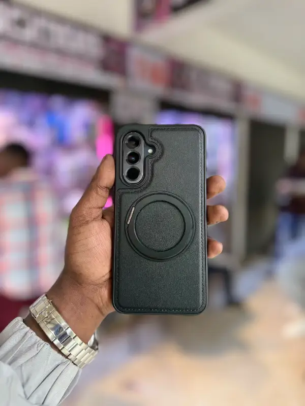 Magnetic Leather Armor Stand Case for Samsung Galaxy A36 / A56 🖤🧲