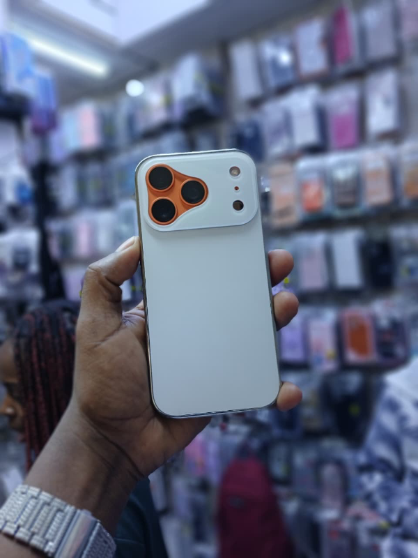 iPhone 17 Pro 🧡 Matte White Phone Case with Orange Camera Accent ✨ 🍎💎⚡