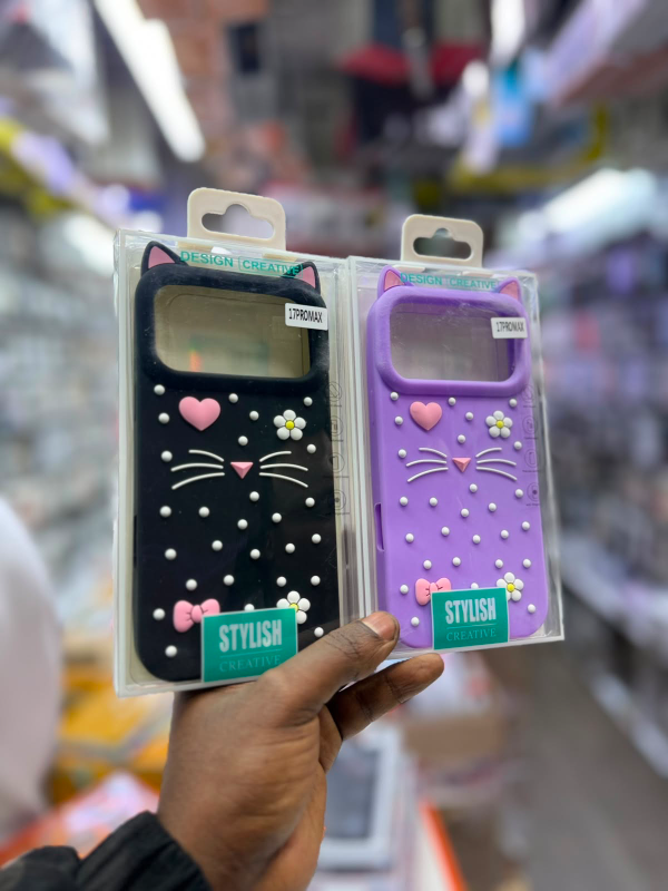3D Cat Silicone Case – Cute Kitty Design with Camera Protection for iPhone 11 to iPhone 17 Pro Max