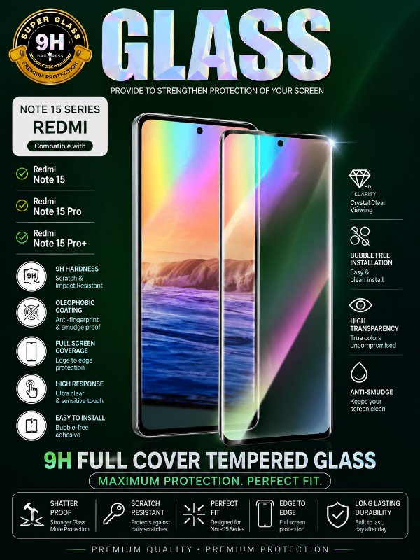 Redmi Note 15 Series Full Glue Screen Protector⚡️🔥