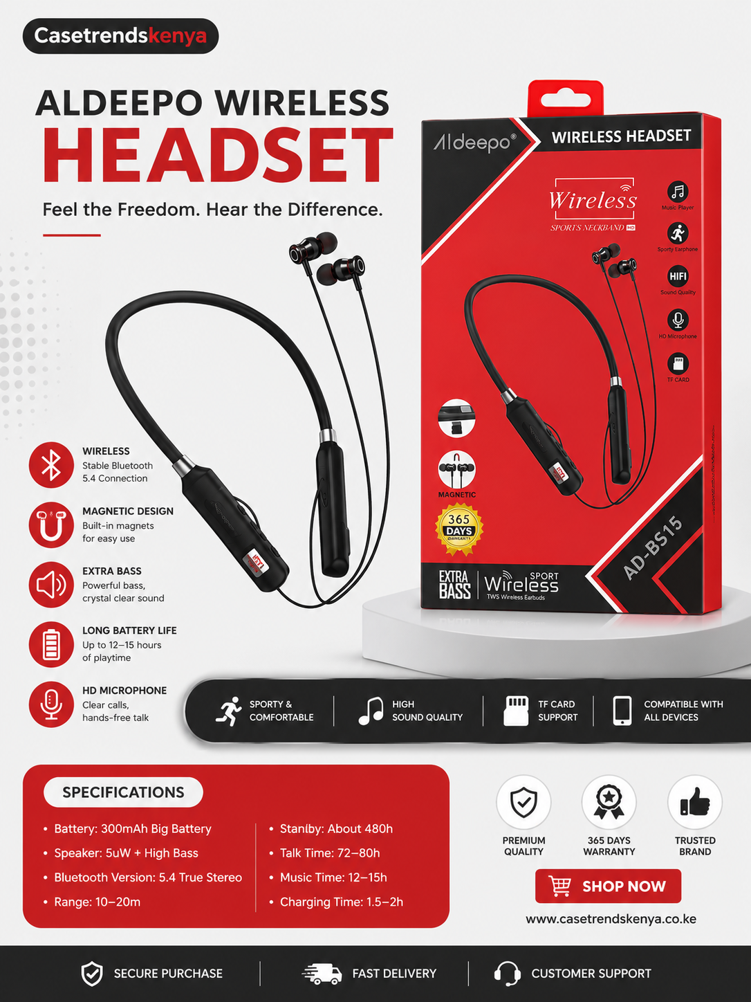 Aldeepo wireless headset