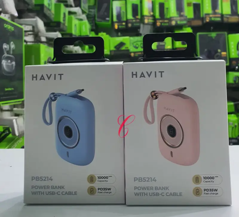 HAVIT PB5214 10000mAh Power Bank with Built-in USB-C Cable