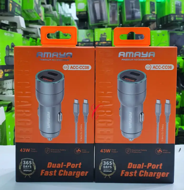Amaya ACC-CC08 *43W* dual port fast car charger