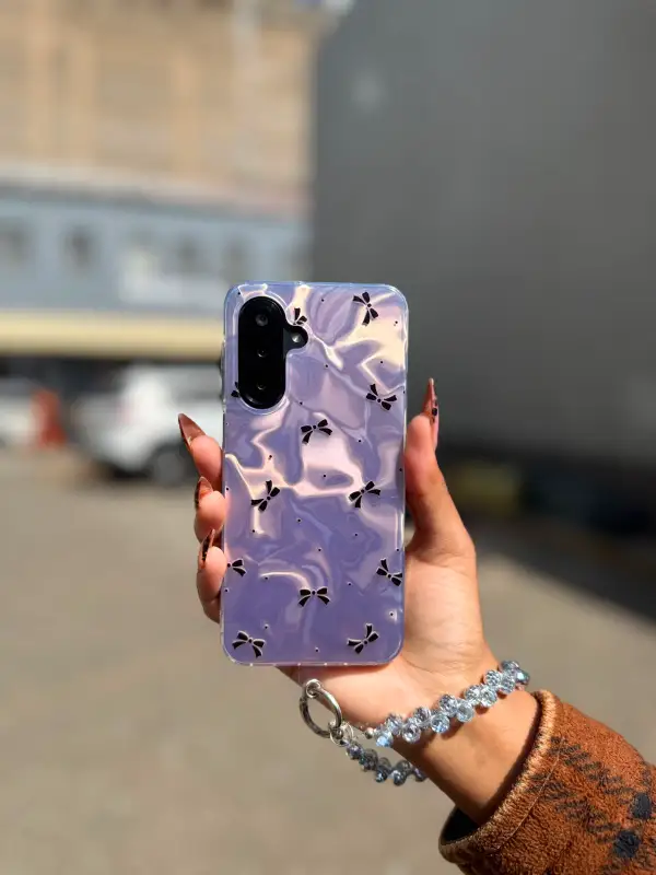 Coquette Liquid Holographic Cases with Matching Beaded Wristlets 🍒💜