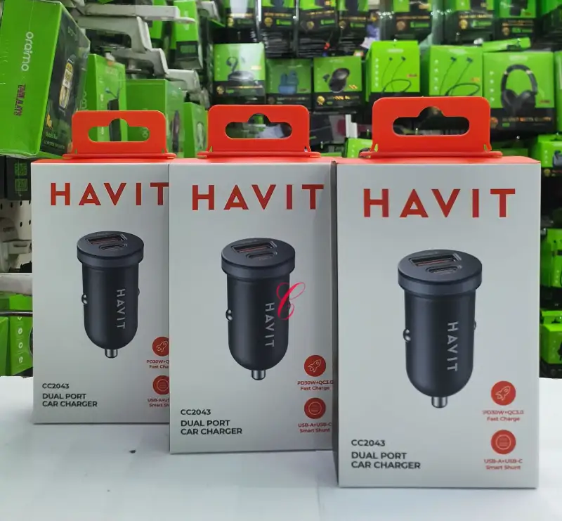 Havit CC2043 Dual Port 30W PD + QC3.0 Fast Car Charger