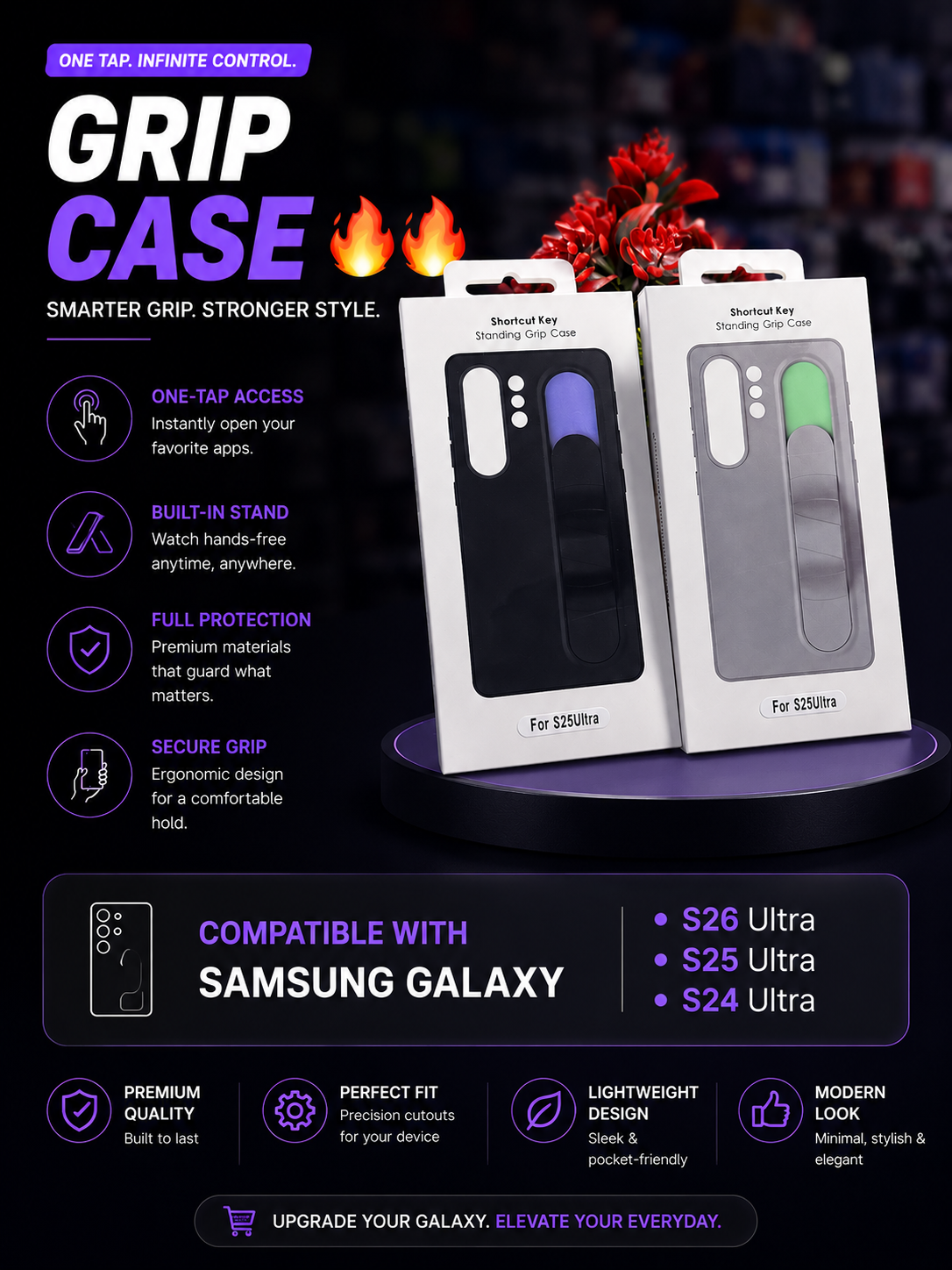 Standing Grip Case For Samsung S24 Ultra S25 Ultra S26 Ultra🥰