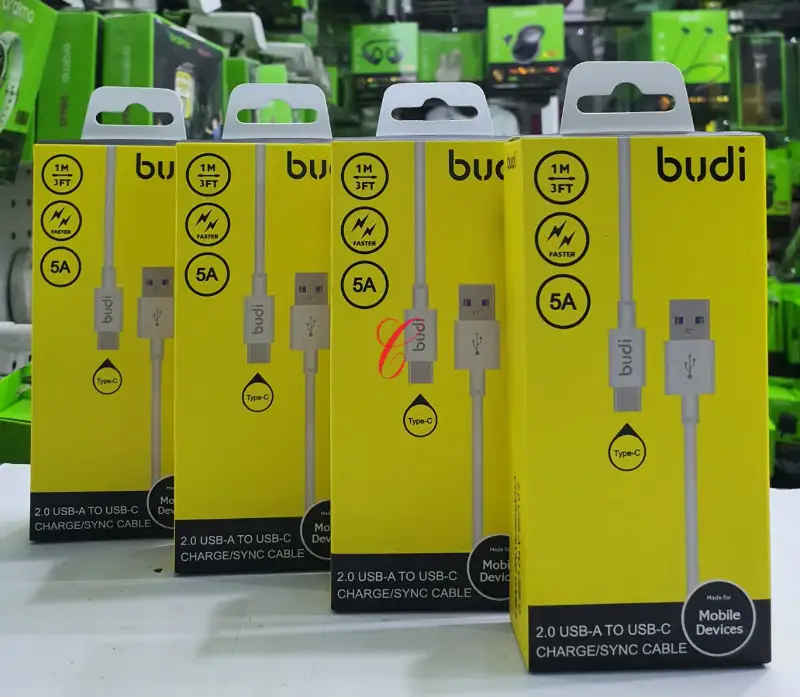 ​Budi 2.0 USB-A to USB-C Charge & Sync Cable (1M / 5A)