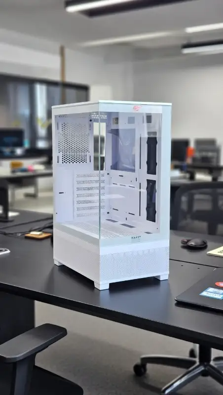 HAVIT Gamenote Panoramic Tempered Glass White Gaming PC Case