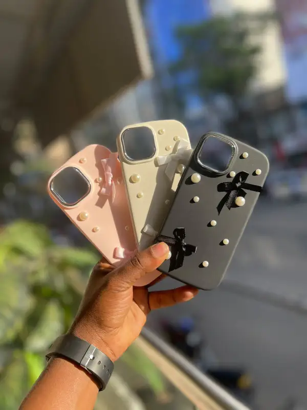 Pearl & Ribbon Bow Designer Phone Case 🤍✨